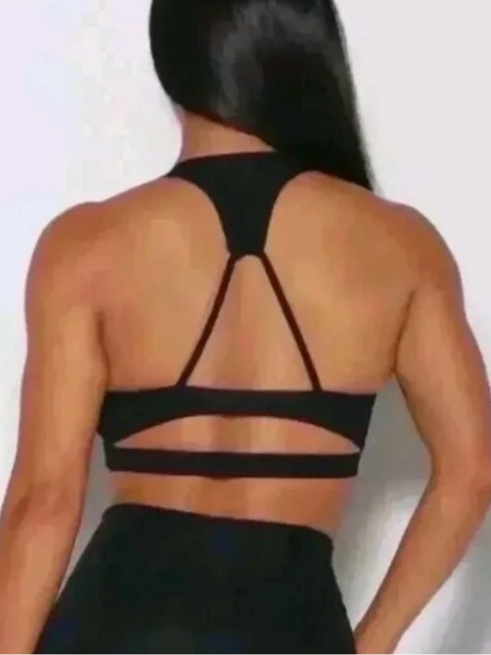 Bombshell Sportswear Shiny Black Racerback Sports Bra